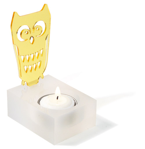 plexi owl candle holder